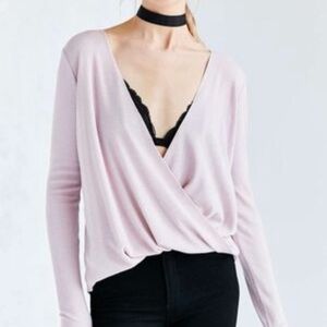 Urban Outfitters - Project Social T Waffle Wrap Long Sleeve Twist Blouse Small